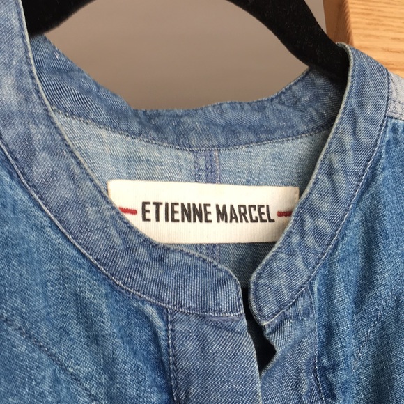 Etienne Marcel denim patchwork shirt dress - Picture 2 of 4